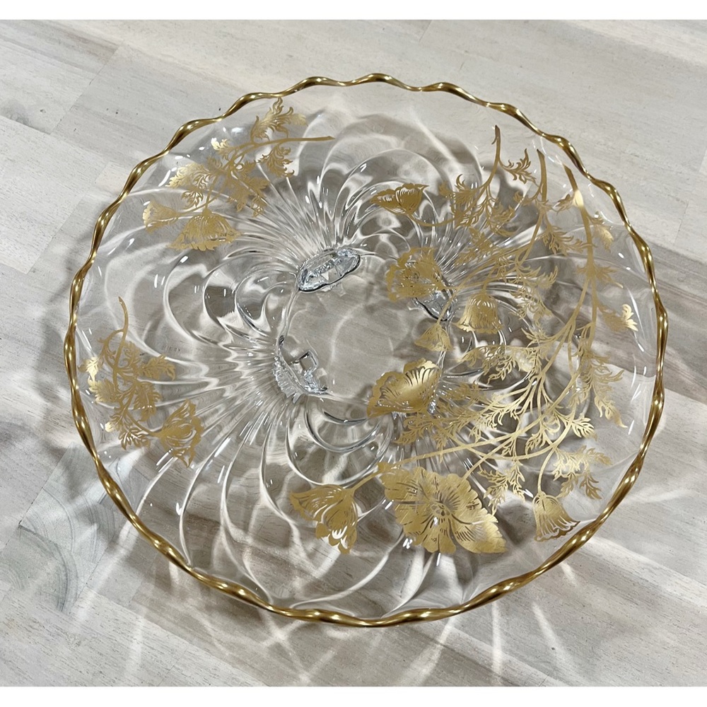 Elegant Gold and Clear Glass Platter